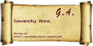 Gavansky Anna névjegykártya